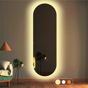 Stewehome Οβάλ Καθρέπτης με LED Φωτισμό 140x45x45 cm