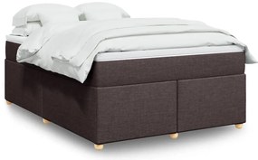 vidaXL Κρεβάτι Boxspring με Στρώμα Σκούρο Καφέ 160x200 εκ Υφασμάτινο