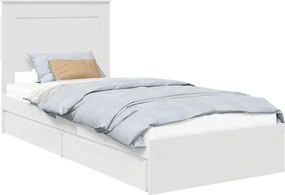 vidaXL Κρεβάτι Αποθήκης Λευκό 75 x 190 cm Επεξεργασμένο ξύλο