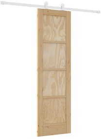 vidaXL Συρόμενη Πόρτα με Σετ Εξαρτημάτων 61x198.5 εκ. Συμπαγές Ξύλο Πεύκου