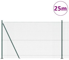 vidaXL Φράχτης με Στήλες. Πράσινο 1.5 x 25 m Ατσάλι