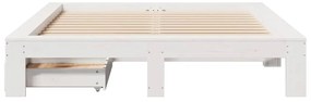 vidaXL Σκελετός Κρεβ. Χωρίς Στρώμα Λευκό 140x200 εκ Μασίφ Πεύκο