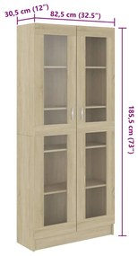 vidaXL Βιτρίνα Χρώμα Sonoma Δρυς 82,5 x 30,5 x 185,5 εκ. Επεξ. Ξύλο
