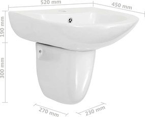 vidaXL Λεκάνη Λευκό 52 x 45 x 49 εκ Γυαλιστερή Κεραμική