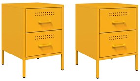 vidaXL Κομοδίνα 2 τεμ. Μουσταρδί 36x39x50,5 εκ. από Χάλυβα