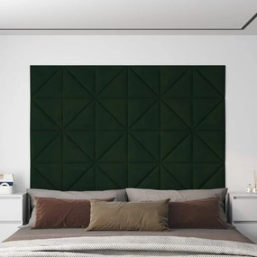 Πάνελ Τοίχου 12 τεμ. Σκούρο πράσινο 30x30 εκ. 0,54 μ² Βελούδινα - Πράσινο