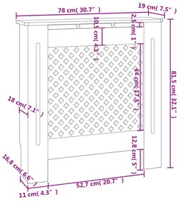 vidaXL Κάλυμμα Καλοριφέρ 78 εκ. από MDF
