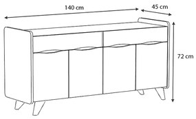 Μπουφές μελαμίνης Sila Megapap χρώμα λευκό 140x45x77εκ.