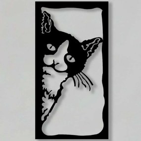 Διακοσμητικό Τοίχου The Cat 826PIR2067 35x70cm Black Wallity Μέταλλο