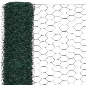 vidaXL Συρματόπλεγμα Εξάγωνο Πράσινο 25x1,5 μ. Ατσάλι με Επικάλυψη PVC