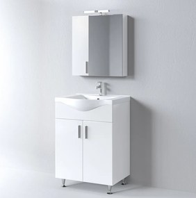 Martin Siena 65 White Gloss - Πάγκος με Νιπτήρα &amp; Καθρέπτη