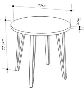 Σετ τραπεζαρία 5τμχ Xana - Nova Megapap χρώμα sepet oak - λευκό Ø90x77,5εκ.
