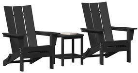 vidaXL Έπιπλα Χαλάρωσης Κήπου 3 pcs Μαύρο 38 x 38 x 46cm Πλαστικό