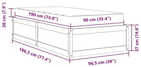 Κρεβάτι με Στρώμα 90x190 εκ Μασίφ Ξύλο Πεύκου - Καφέ