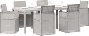 vidaXL Σέτ φαγητού για κήπο 7 pcs Λευκό και Ανοιχτό Γκρι PP
