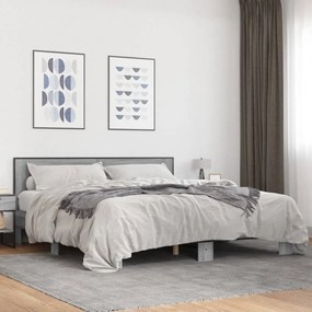 vidaXL Πλαίσιο Κρεβατιού Γκρι Sonoma 200x200 εκ. Επεξ. Ξύλο &amp; Μέταλλο