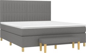 vidaXL Κρεβάτι Boxspring με Στρώμα Σκούρο Γκρι 180x200 εκ Υφασμάτιν