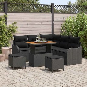 vidaXL Σετ Καναπέ Κήπου 8 pcs Μαύρο συνθετικό ρατάν