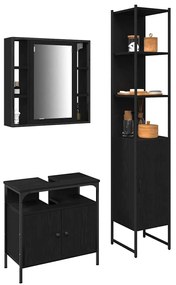 vidaXL Σετ Ντουλαπιών Μπάνιου 3 pcs Μαύρη δρυς 33 x 33 x 185.5 εκ