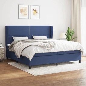 vidaXL Κρεβάτι Boxspring με Στρώμα Μπλε 200x200 εκ. Υφασμάτινο