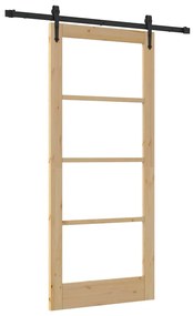 vidaXL Συρόμενη Πόρτα Χειροκίνητος Καφέ 86 x 198.5 cm Ξύλο και μέταλλο