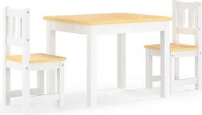 vidaXL Παιδικό Σετ Τραπέζι με Καρέκλες 3 τεμ. Λευκό και Μπεζ MDF