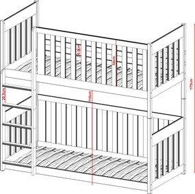 KONRAD 80x160 graphite bunk bed Lano Furniture