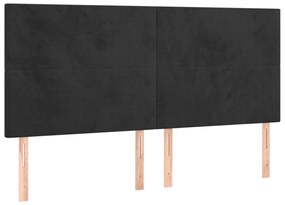 Κρεβάτι Boxspring με Στρώμα &amp; LED Μαύρο 200x200 εκ. Βελούδινο - Μαύρο