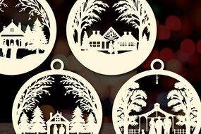 Σετ των 3 Intra απο ξύλο plywood 3mm-4mm πάχος Χριστουγεννιάτικο Οικογενειακό Στολίδι Δίασταση 4x4 cm INTRAFABR-83682109