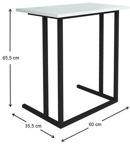 Βοηθητικό τραπεζάκι Tibet Megapap μεταλλικό - μελαμίνης χρώμα μαύρο - λευκό 60x35,5x65,5εκ.