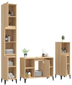 vidaXL Σετ Επίπλων Μπάνιου 3 Τεμαχίων Sonoma Δρυς Επεξεργασμένο Ξύλο