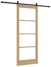 vidaXL Ολισθητή Πόρτα Χειροκίνητος Καφέ 86 x 211 cm Ξύλο και μέταλλο
