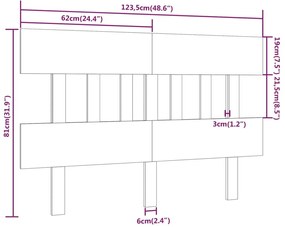 vidaXL Κεφαλάρι Κρεβατιού Γκρι 123,5x3x81 εκ. από Μασίφ Ξύλο Πεύκου