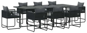 vidaXL Σέτ φαγητού για κήπο 9 pcs Μαύρο Ατσάλι