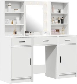 vidaXL Σετ Τραπέζι Ντυσίματος με LED 3 pcs Λευκό Επεξεργασμένο ξύλο