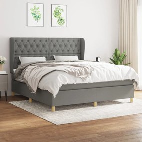 vidaXL Κρεβάτι Boxspring με Στρώμα Σκούρο Γκρι 160x200 εκ Υφασμάτινο