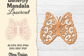 Σετ των 2 Intra απο ξύλο plywood 3mm-4mm πάχος Πεταλούδα Mandala Δίασταση 30x30 cm INTRAFABR-121045411