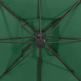 Ομπρέλα Κρεμαστή με Διπλή Οροφή Πράσινη 300 x 300 εκ. - Πράσινο