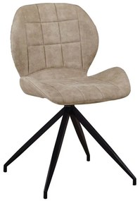 NORMA Καρέκλα Τραπεζαρίας Μέταλλο Βαφή Μαύρη, Ύφασμα Suede Μπεζ -  51x53x81cm