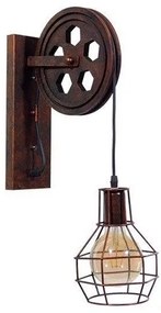 Απλίκα Φωτιστικό Τοίχου με Τροχαλία Φ15 GloboStar RYDON 01216-1216-Σκουριασμένο 01216