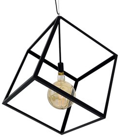 Φωτιστικό Οροφής Cube 01672 1xΕ27 Με Πλέγμα 70x70x87cm Black GloboStar