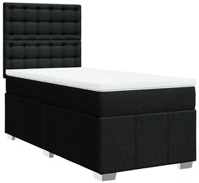 vidaXL Κρεβάτι Boxspring με Στρώμα Μαύρο 90x190 εκ.Υφασμάτινο