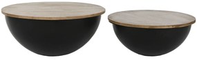 Σετ με 2 τραπέζια Home ESPRIT Μέταλλο Ξύλο από Μάνγκο 60 x 60 x 28 cm