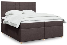 vidaXL Κρεβάτι Boxspring με Στρώμα Σκούρο Καφέ 200x200 εκ. Υφασμάτινο