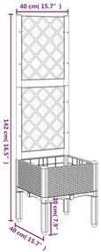 Ζαρντινιέρα Κήπου με Καφασωτό Καφέ 40 x 40 x 142 εκ. από PP - Καφέ