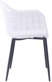 Πολυθρόνα BERRY Μεταλλική Μαύρη/PP-UV Λευκό 58x58x85cm (Σετ 4 ΤΕΜ)