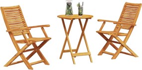 vidaXL Φορητό Σετ Μπιζερί 3 pcs Καφέ Στερεό Ξύλο Ακακίας