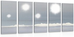 Αντανάκλαση εικόνας 5 μερών του ήλιου πάνω από τα βουνά - 100x50