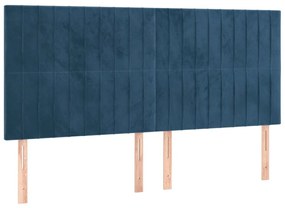 Κρεβάτι Boxspring με Στρώμα Σκούρο Μπλε 200x200 εκ. Βελούδινο - Μπλε