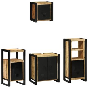 vidaXL Σετ Επίπλων Μπάνιου με ράφι 4 pcs Καφέ Στερεό ξύλο μάνγκο